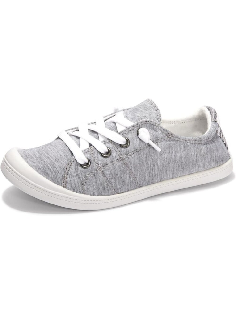 Women's Grey Canvas Low Top Casual Classic Non Slip Rubber Outsole Flat Sneakers